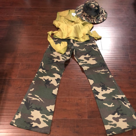 camouflage bell bottom pants